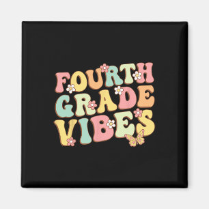 Grade Vibes Hello Team 4th Grade Teacher Kids Retr Magnet