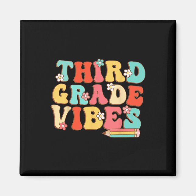 Grade Vibes Retro Groovy - 3rd Grade Back To Schoo Magnet (Front)