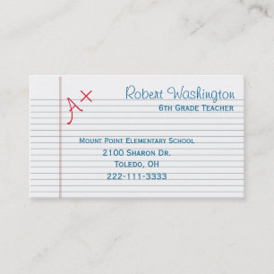 Graded Paper Teachers Business Card