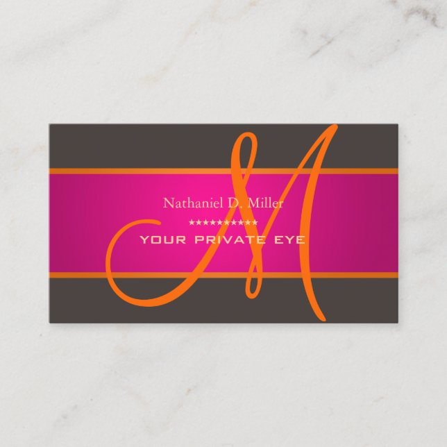 Gradiant Fuschia + Orange Monogram DIY background Business Card (Front)