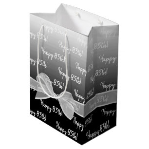 Gradient 85th Birthday With White Bow Medium Gift Bag