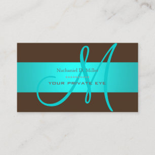 Gradient Aqua Blue Monogram DIY background colour Business Card