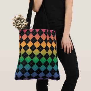 Gradient Argyle - Rainbow Tote Bag