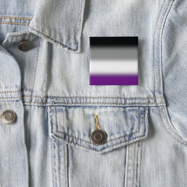 Gradient Asexual Pride Flag - Colourful ACE Flag 15 Cm Square Badge (In Situ)