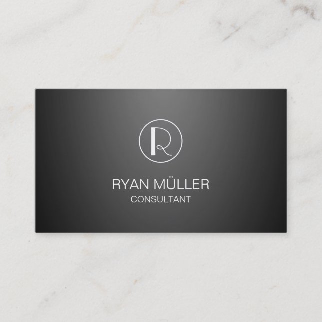 Gradient Background Professional Chic and Monogram Business Card (Front)