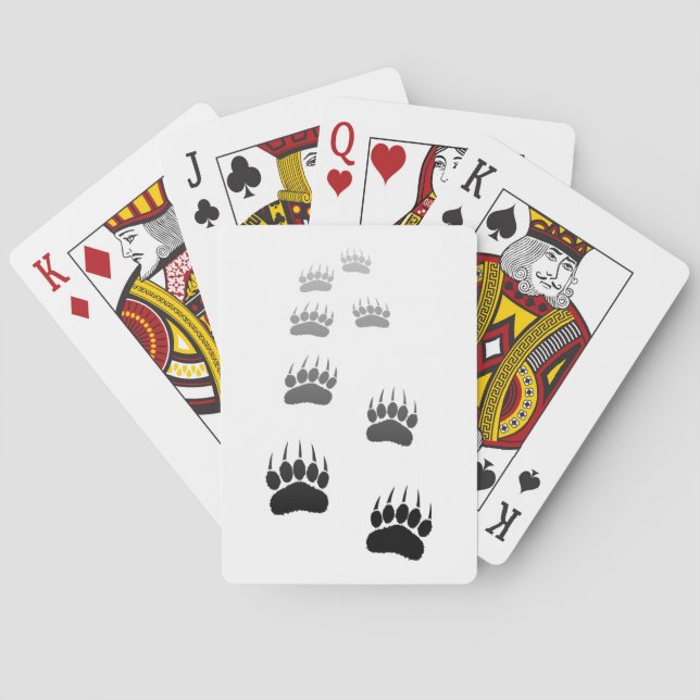 Gradient Bear Paw Print Playing Cards (Back)