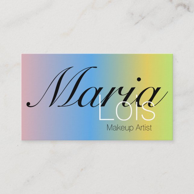 Gradient  Beauty Makeup Artistry Rainbow Business Card (Front)