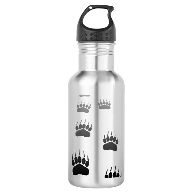 Gradient Black Bear Paw Print 710 Ml Water Bottle (Front)