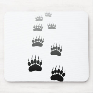 Gradient Black Bear Paw Print Mouse Pad