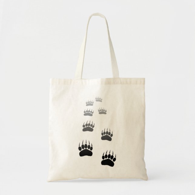 Gradient Black Bear Paw Print Tote Bag (Front)
