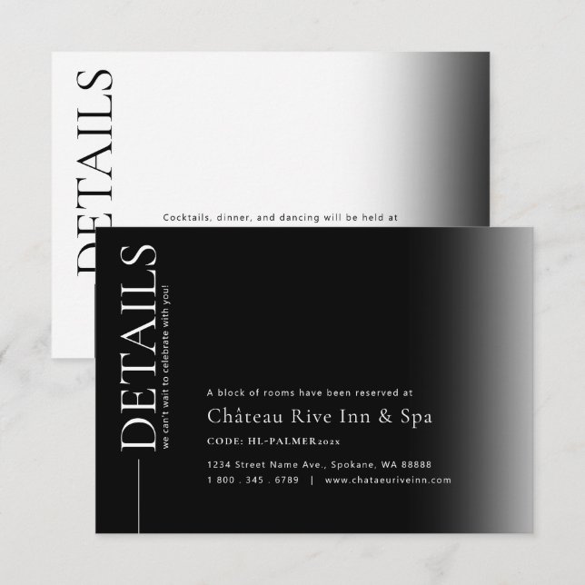 Gradient Black & White Details Enclosure Card (Front/Back)