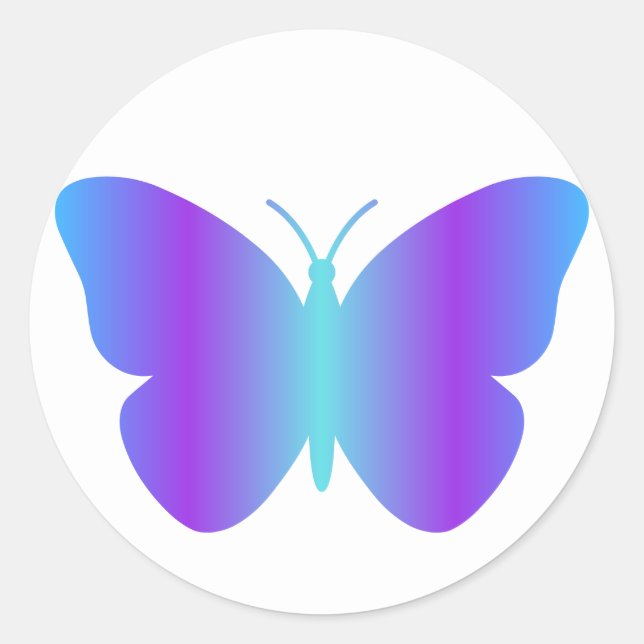 Gradient Blue and Purple Butterfly Sticker (Front)