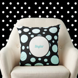 Gradient Blue and White Circles Modern Cushion