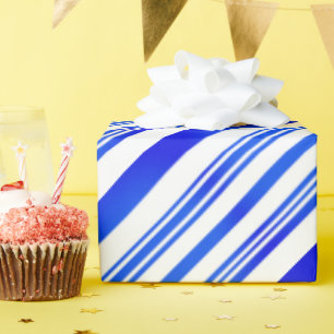 Gradient Blue and White Stripes Wrapping Paper