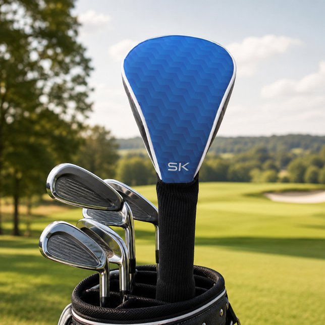 Gradient Blue Chevron Monogram Golf Head Cover (Creator Uploaded)