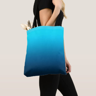 Gradient blue ombre tote bag