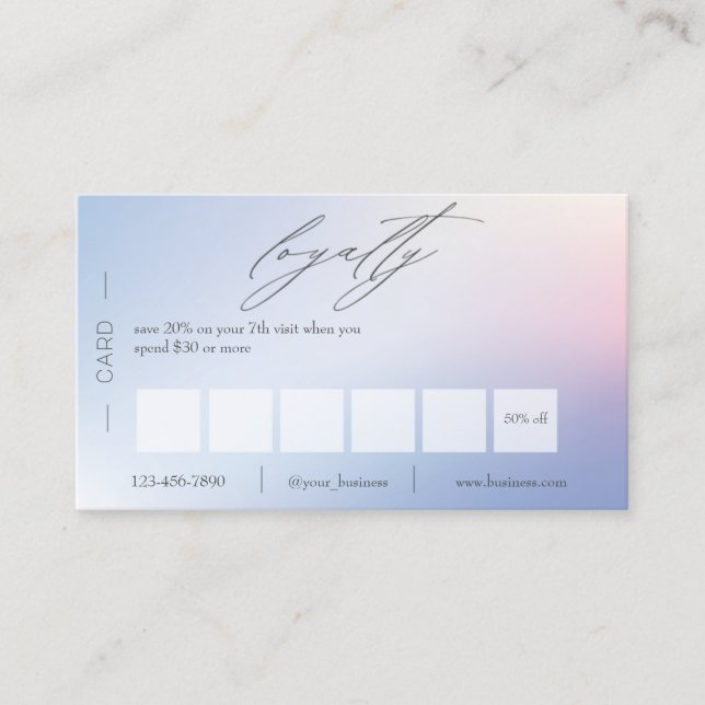 Gradient Blue & Pink Business Loyalty Card (Front)