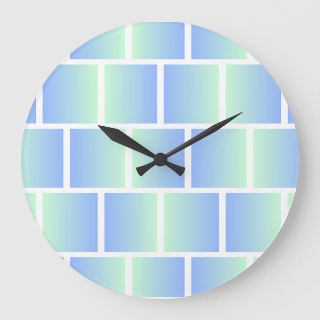 Gradient Blue Squares  Large Clock (Front)