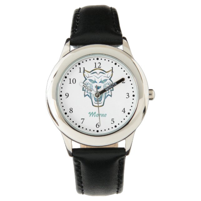 Gradient blue tiger silhouette monogram watch (Front)