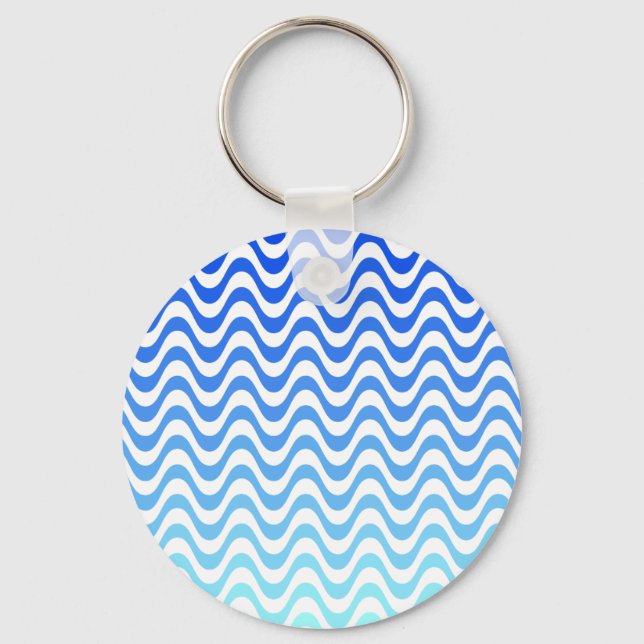Gradient Blue Waves Key Ring (Front)