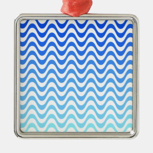 Gradient Blue Waves Metal Tree Decoration
