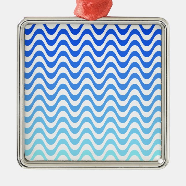 Gradient Blue Waves Metal Tree Decoration (Front)