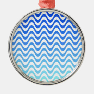 Gradient Blue Waves Metal Tree Decoration
