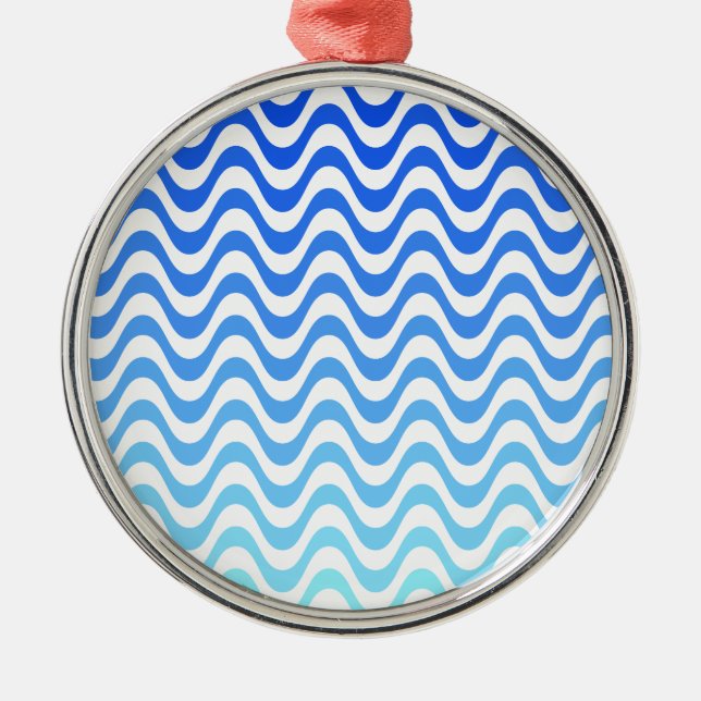 Gradient Blue Waves Metal Tree Decoration (Front)