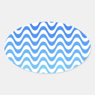 Gradient Blue Waves Oval Sticker