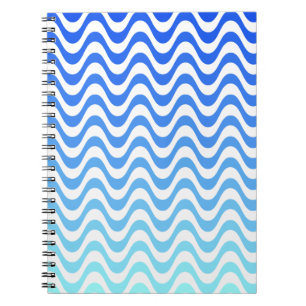 Gradient Blue Waves Spiral Notebook