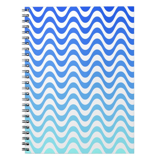 Gradient Blue Waves Spiral Notebook (Front)