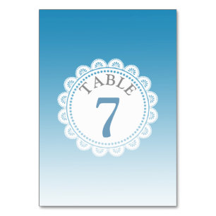 Gradient Blue Wedding Table Number Card