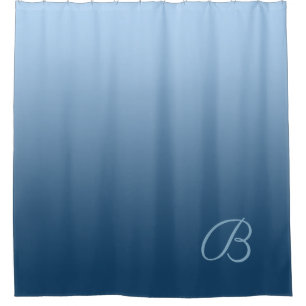 Gradient Blue with Custom Monogram Shower Curtain