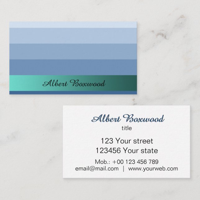 Gradient Blue with Teal Banner Custom Text Business Card (Front/Back)