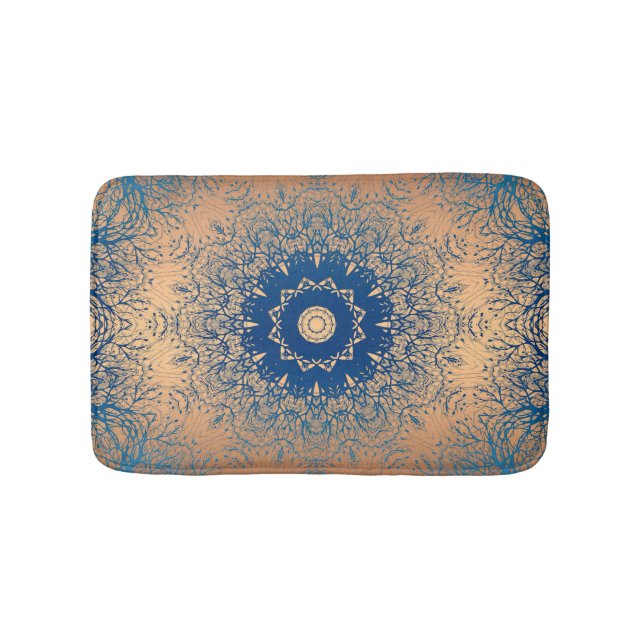 Gradient brown bronze silk arabic ornamental decor bath mat (Front)