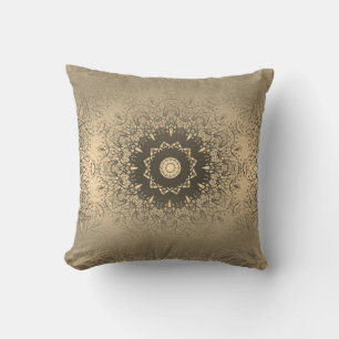 Gradient brown bronze silk arabic ornamental decor cushion