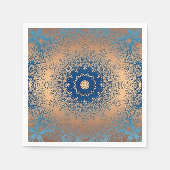 Gradient brown bronze silk arabic ornamental decor napkin (Front)