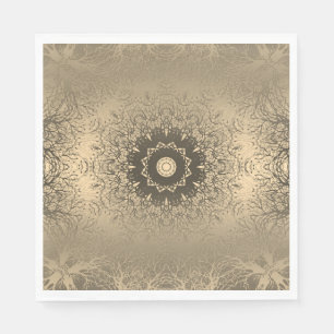 Gradient brown bronze silk arabic ornamental decor napkin