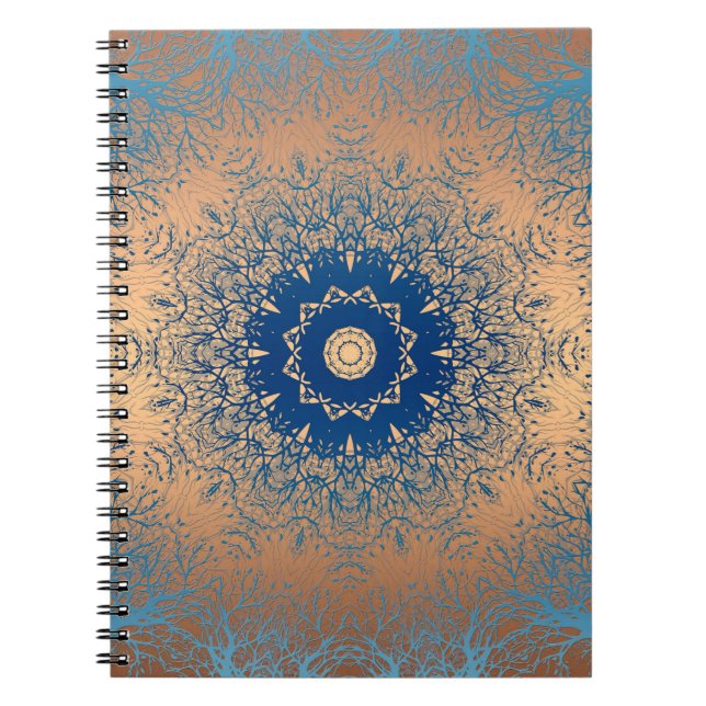 Gradient brown bronze silk arabic ornamental decor notebook (Front)