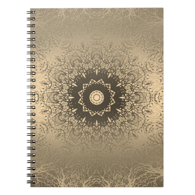 Gradient brown bronze silk arabic ornamental decor notebook (Front)