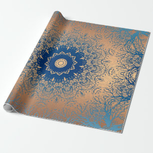 Gradient brown bronze silk arabic ornamental decor wrapping paper