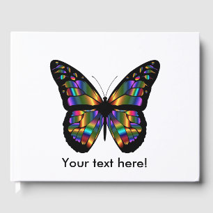 Gradient butterfly cartoon guest book