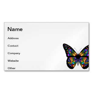 Gradient butterfly cartoon magnetic business card