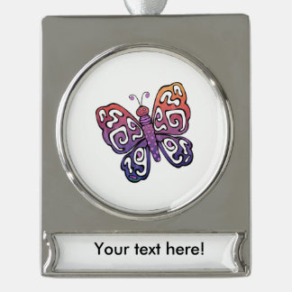 Gradient butterfly clipart silver plated banner ornament
