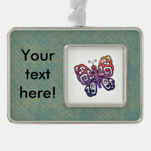 Gradient butterfly clipart silver plated framed ornament