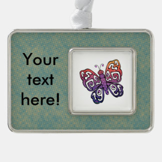 Gradient butterfly clipart silver plated framed ornament