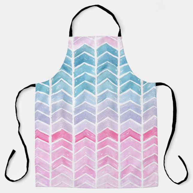 Gradient Chevron: Watercolor Herringbone Pattern. Apron (Front)