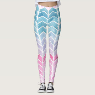Gradient Chevron: Watercolor Herringbone Pattern. Leggings