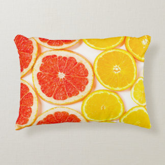 Gradient color citrus slices on white backgroundab decorative cushion