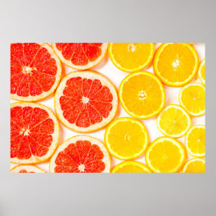 Gradient color citrus slices on white backgroundab poster